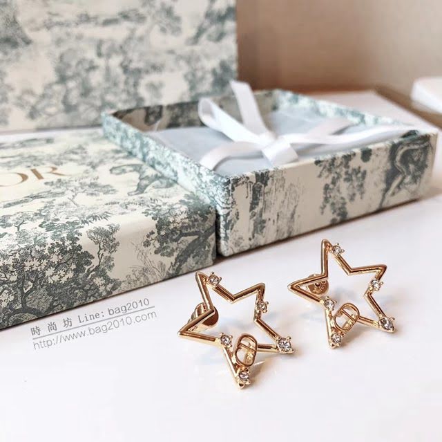 Dior飾品 迪奧經典熱銷款五角星吊水鑽cd耳釘  zgd1107